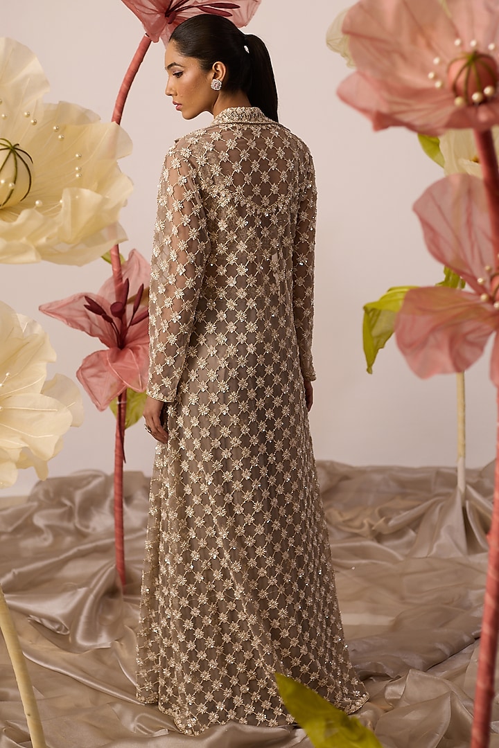 Champagne Organza Bridal Sharara Set by ROQA | Siddharth Khurana & Kartik Khurana at Pernia's Pop Up Shop
