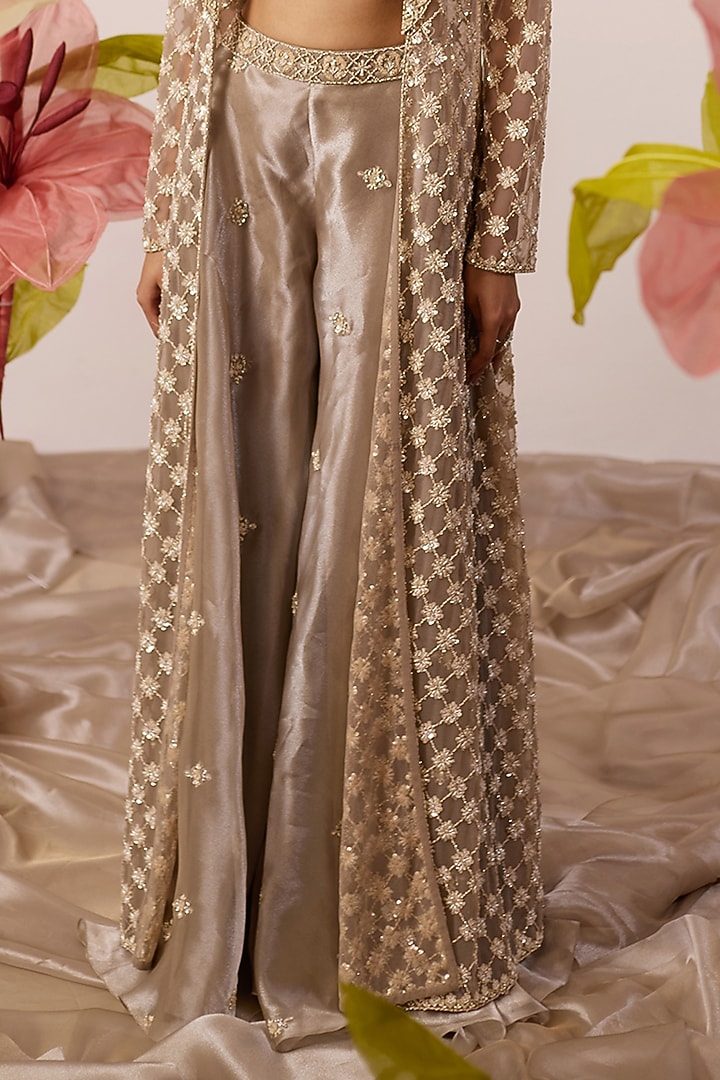 Champagne Organza Bridal Sharara Set by ROQA | Siddharth Khurana & Kartik Khurana at Pernia's Pop Up Shop