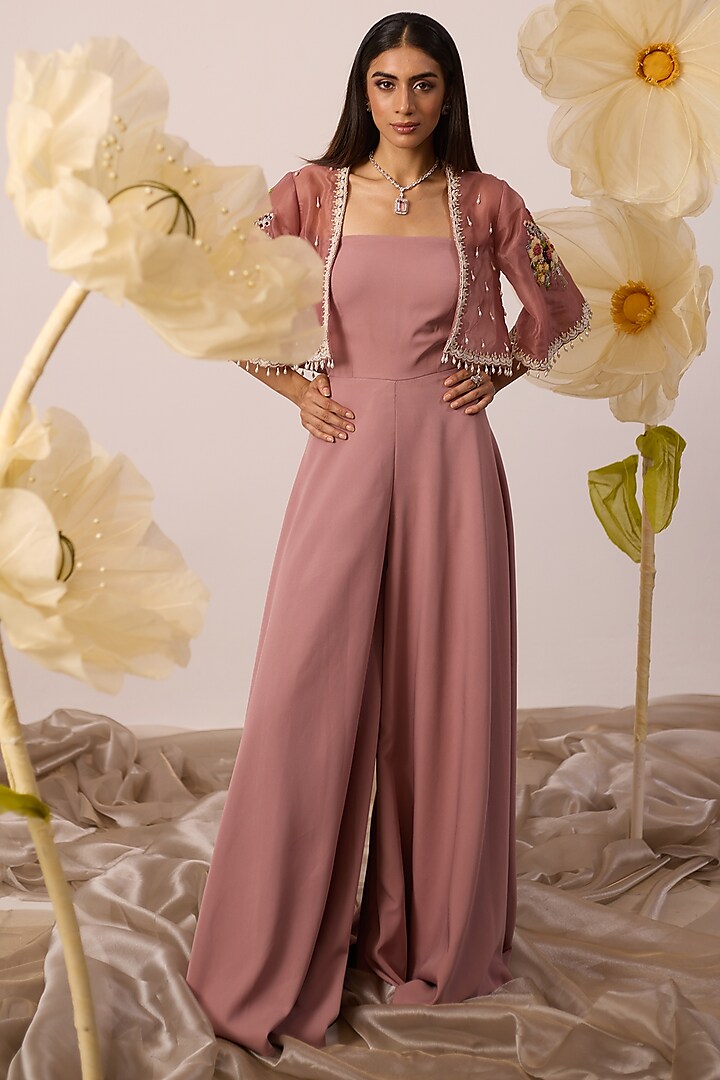 Dusty Pink Imported Fabric Jumpsuit by ROQA at Pernia's Pop Up Shop