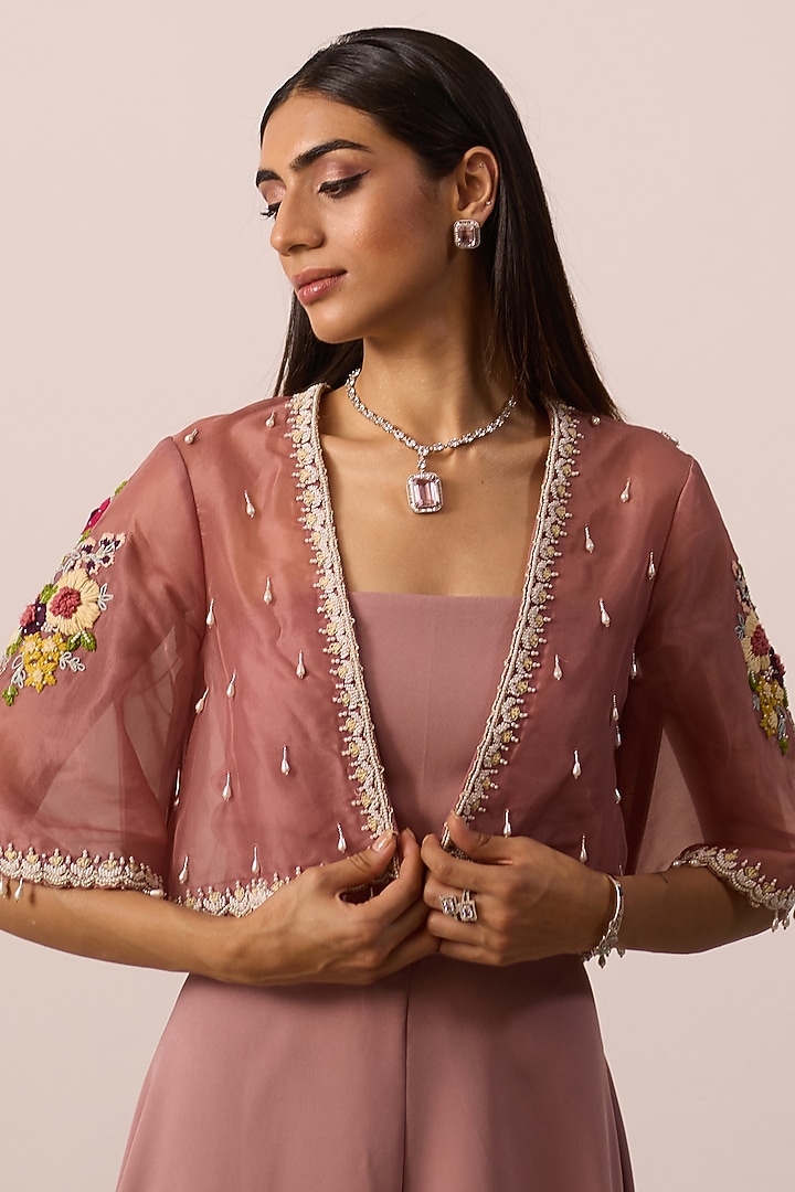 Dusty Pink Imported Fabric Jumpsuit by ROQA | Siddharth Khurana & Kartik Khurana at Pernia's Pop Up Shop