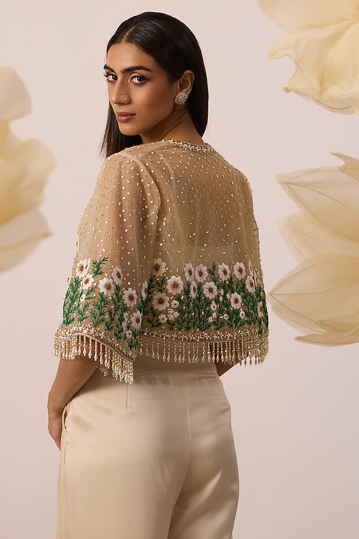 Ivory Modal Satin Pleated Pant Set by ROQA | Siddharth Khurana & Kartik Khurana at Pernia's Pop Up Shop