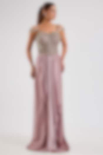 Dusty Pink Satin Engagement Gown by ROQA | Siddharth Khurana & Kartik Khurana at Pernia's Pop Up Shop