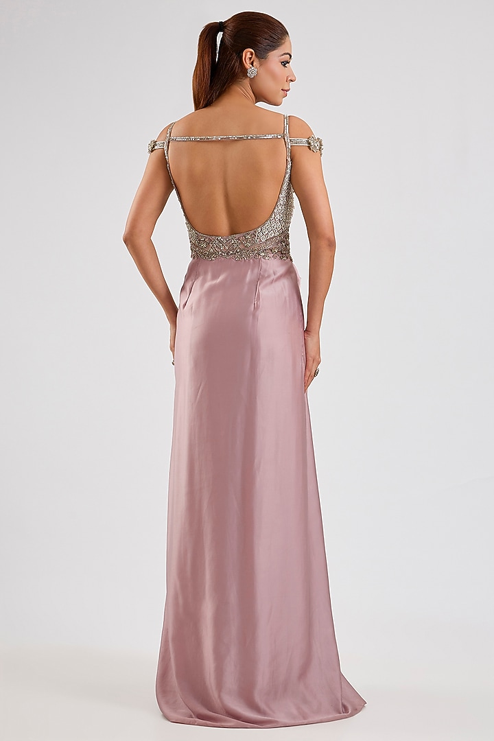 Dusty Pink Satin Engagement Gown by ROQA | Siddharth Khurana & Kartik Khurana at Pernia's Pop Up Shop