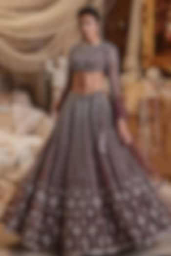 Wine Net Bridal Lehenga Set by ROQA at Pernia's Pop Up Shop