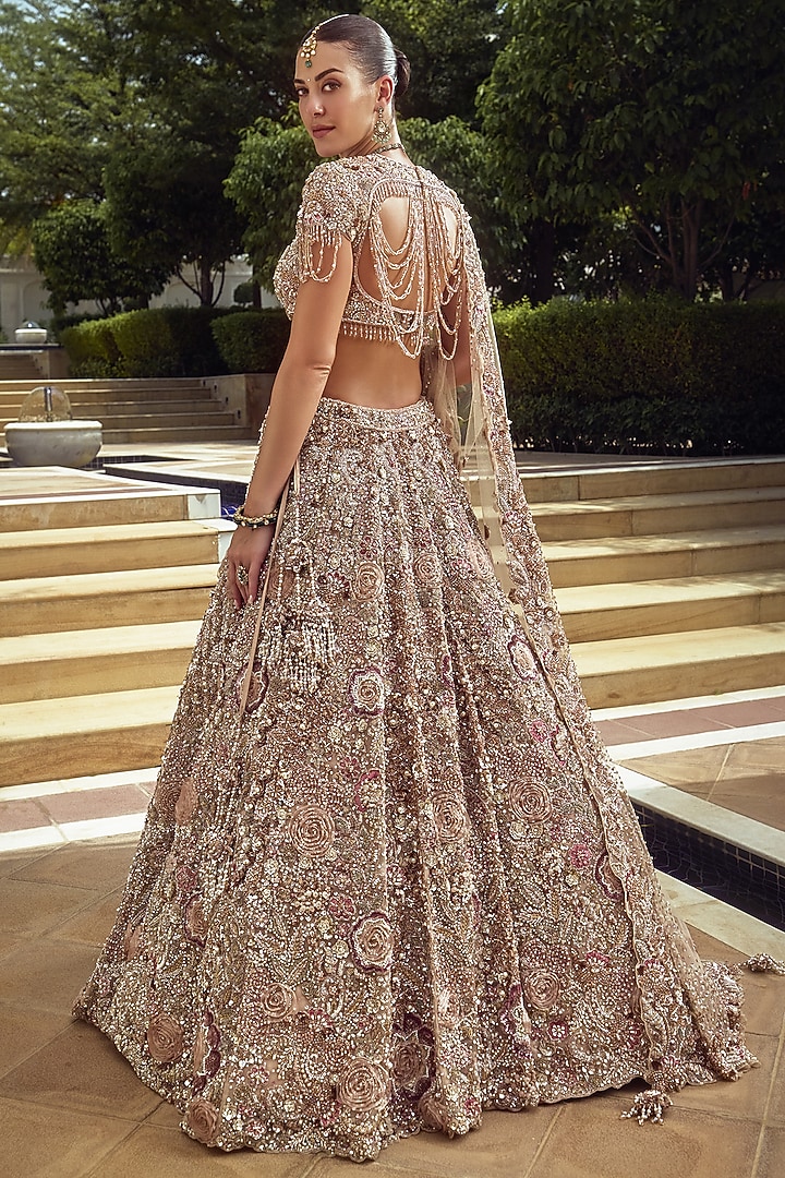 Lavender Net Cutdana & Sequin Embroidered Bridal Bridal Lehenga Set by ROQA | Siddharth Khurana & Kartik Khurana at Pernia's Pop Up Shop