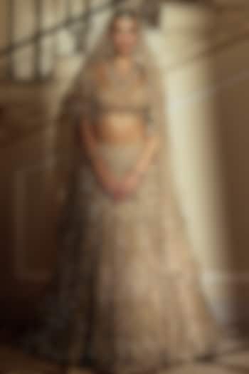Gold Tissue Zardosi & Sequin Embroidered Bridal Bridal Lehenga Set by ROQA | Siddharth Khurana & Kartik Khurana at Pernia's Pop Up Shop