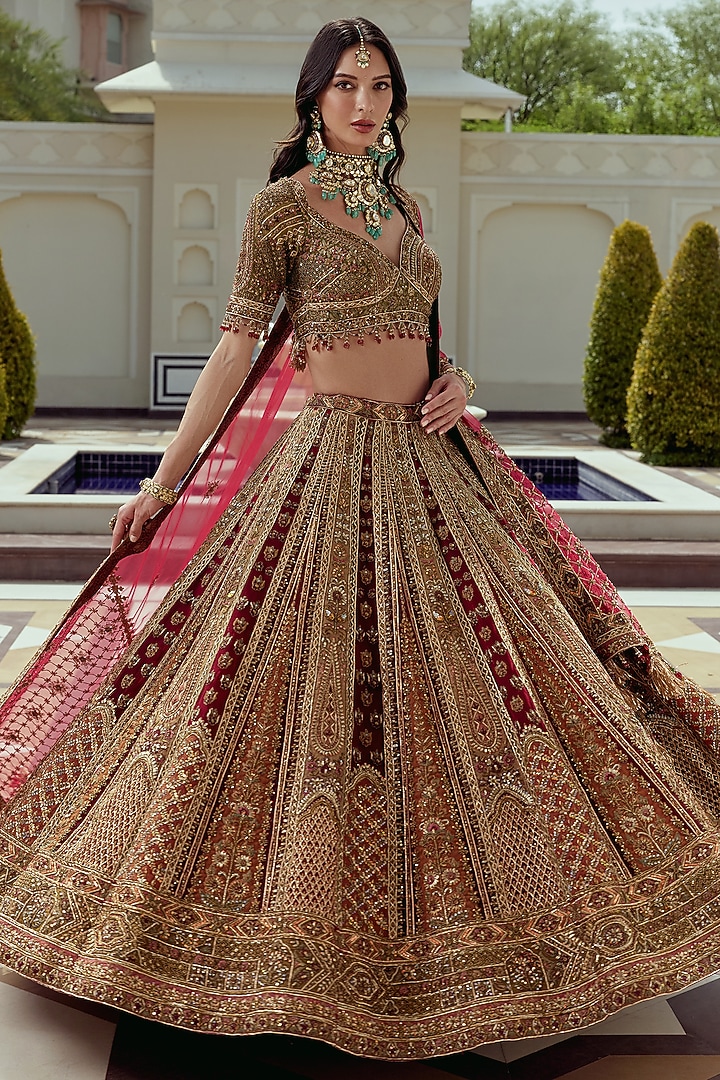 Multi-Colored Premium Net Sequins Embroidered Bridal Bridal Lehenga Set by ROQA | Siddharth Khurana & Kartik Khurana at Pernia's Pop Up Shop