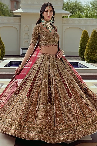 Multi-Colored Premium Net Sequins Embroidered Bridal Lehenga Set by ROQA | Siddharth Khurana & Kartik Khurana
