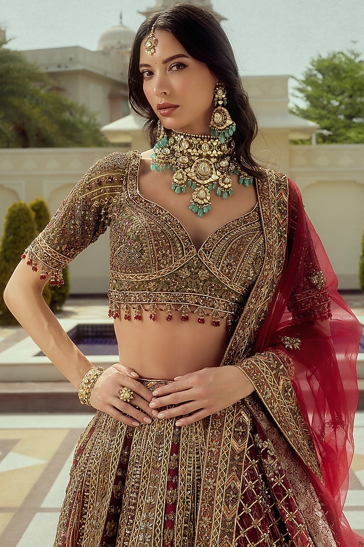 Multi-Colored Premium Net Sequins Embroidered Bridal Bridal Lehenga Set by ROQA | Siddharth Khurana & Kartik Khurana at Pernia's Pop Up Shop