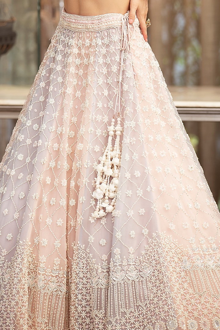 Pink & Blue Embroidered Bridal Lehenga Set by ROQA | Siddharth Khurana & Kartik Khurana at Pernia's Pop Up Shop