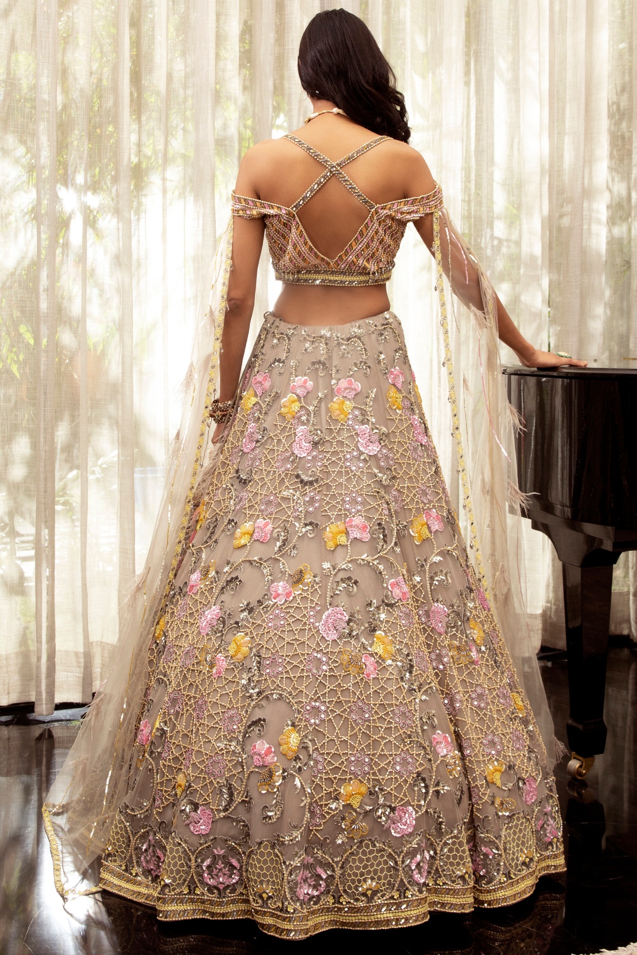 Embroidered Work Grey Georgette Lehenga Choli For Women – tapee.in