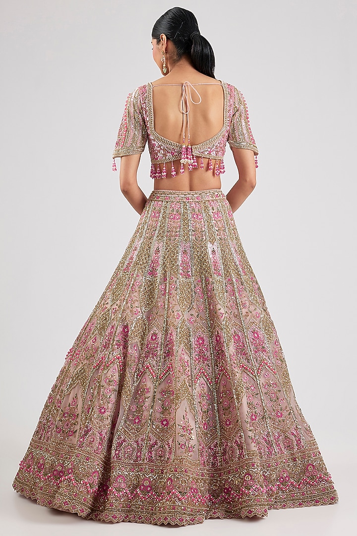 Multi-Coloured Net Embroidered Bridal Lehenga Set by ROQA | Siddharth Khurana & Kartik Khurana at Pernia's Pop Up Shop