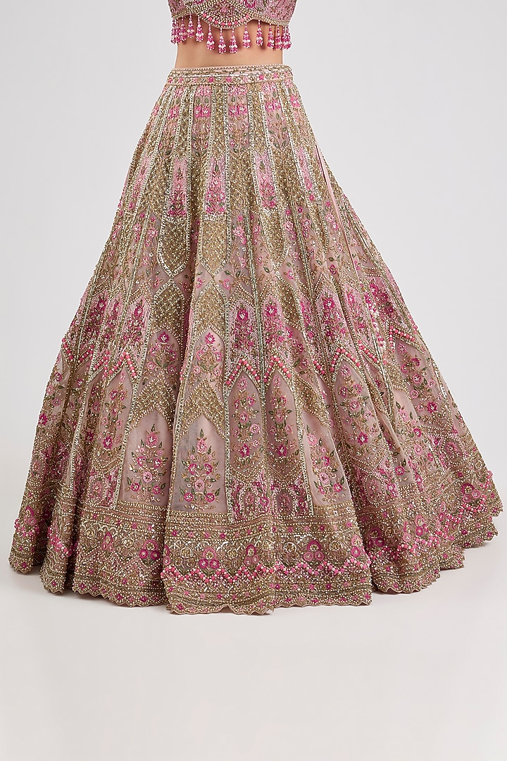 Multi-Coloured Net Embroidered Bridal Lehenga Set by ROQA | Siddharth Khurana & Kartik Khurana at Pernia's Pop Up Shop