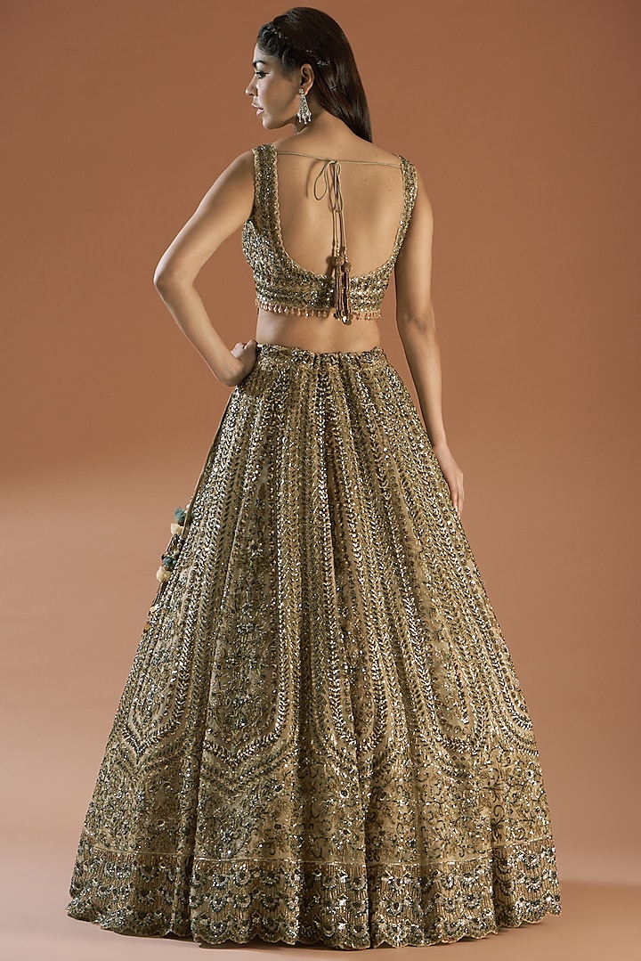 Gold Embroidered Bridal Lehenga Set by ROQA | Siddharth Khurana & Kartik Khurana at Pernia's Pop Up Shop
