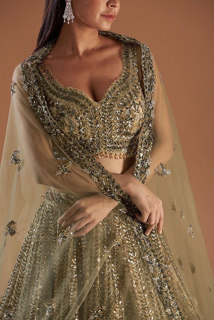 Gold Embroidered Bridal Lehenga Set by ROQA | Siddharth Khurana & Kartik Khurana at Pernia's Pop Up Shop