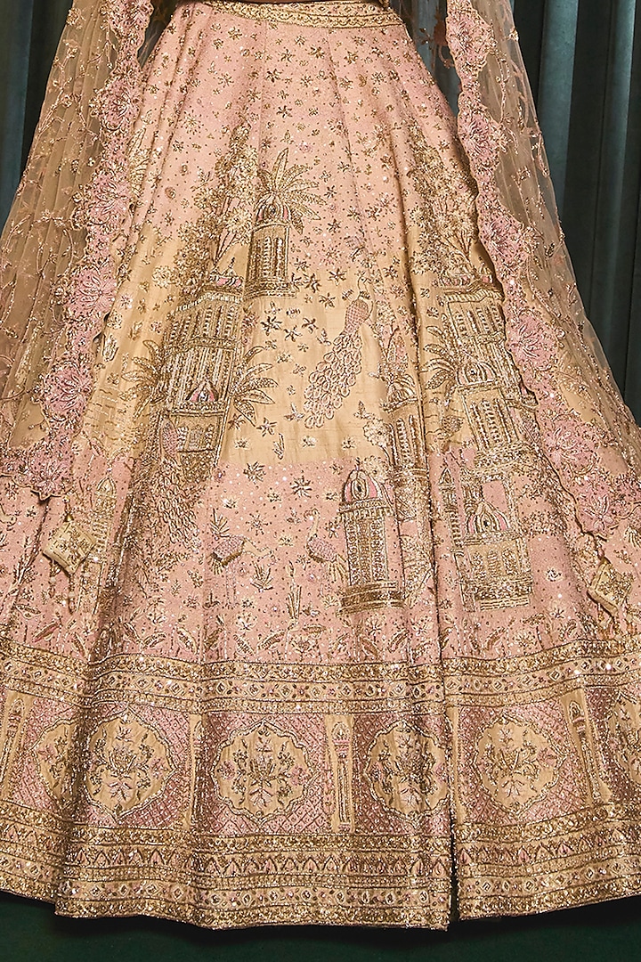 Pink Raw Silk Zardosi Hand Embroidered Bridal Lehenga Set by ROQA | Siddharth Khurana & Kartik Khurana at Pernia's Pop Up Shop