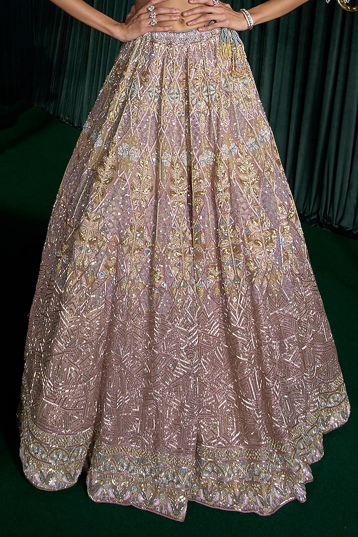 Lavender Net Resham Work Bridal Lehenga Set by ROQA | Siddharth Khurana & Kartik Khurana at Pernia's Pop Up Shop