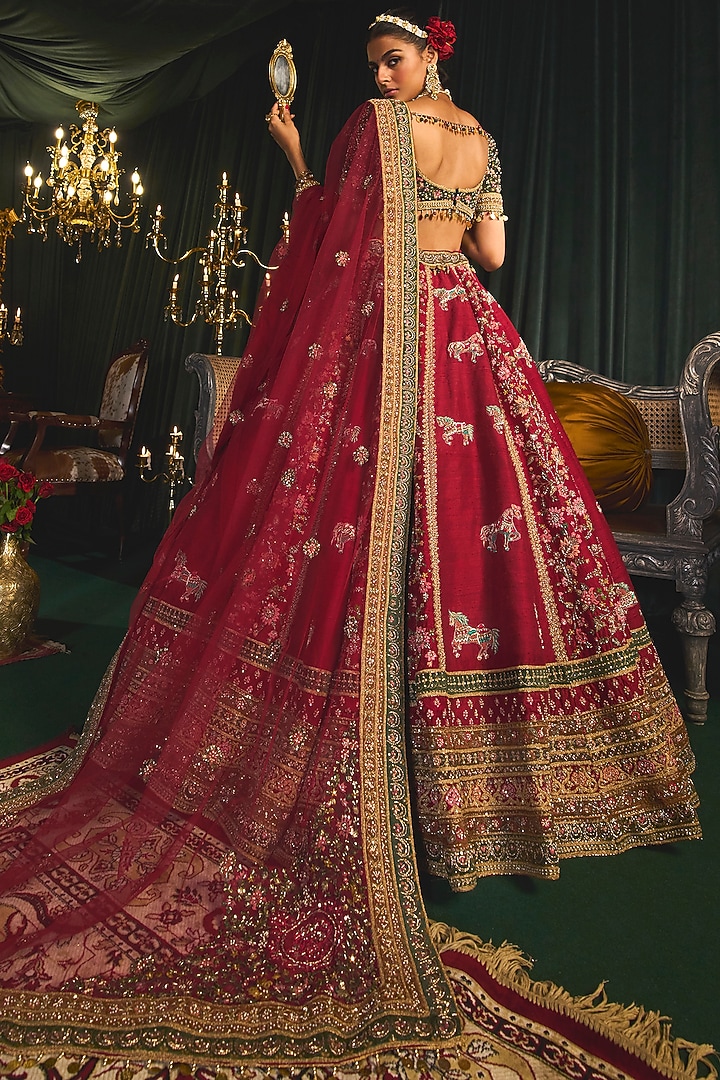 Ruby Zari Embroidered Lehenga Regal Set
