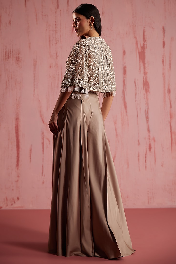 Grey Modal Satin Palazzo Set by ROQA | Siddharth Khurana & Kartik Khurana at Pernia's Pop Up Shop