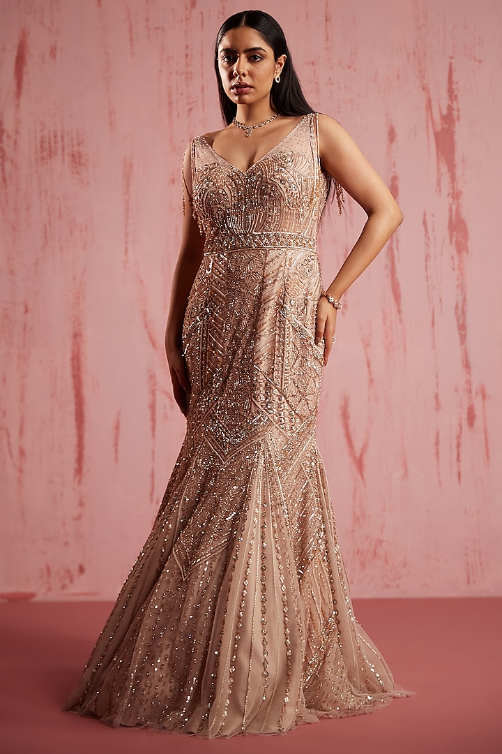 Pink Net Gown by ROQA