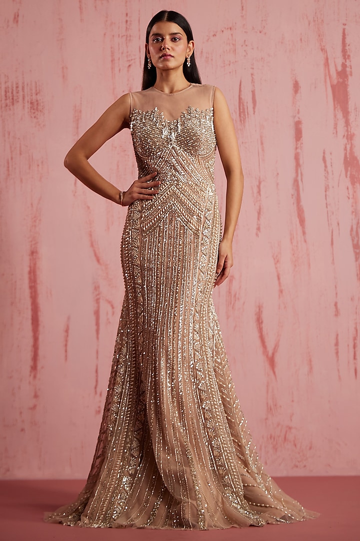 Peach Net Gown by ROQA