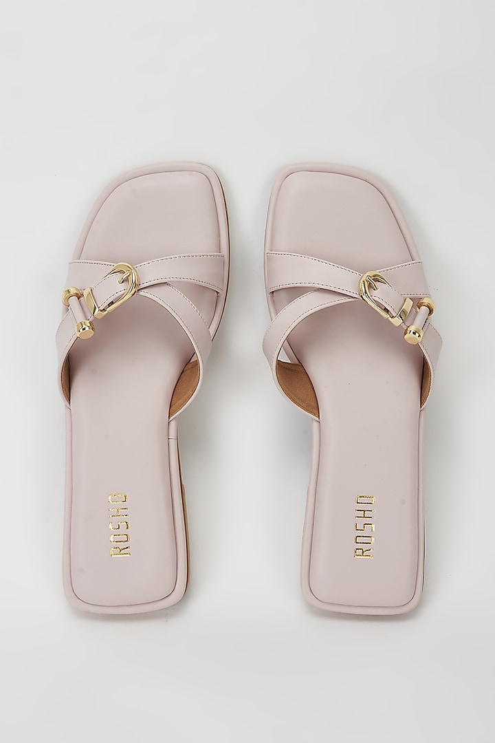 Lilac Vegan Leather Buckle Flats by Rosho