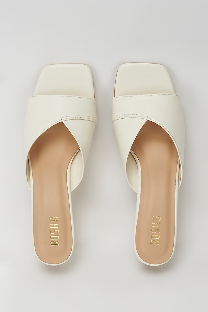 White Vegan Leather Heels by Rosho