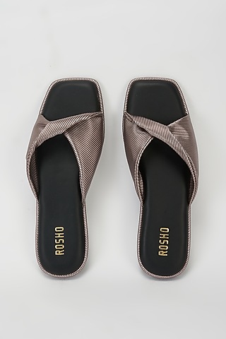White Vegan Leather Twisted Flats by Rosho