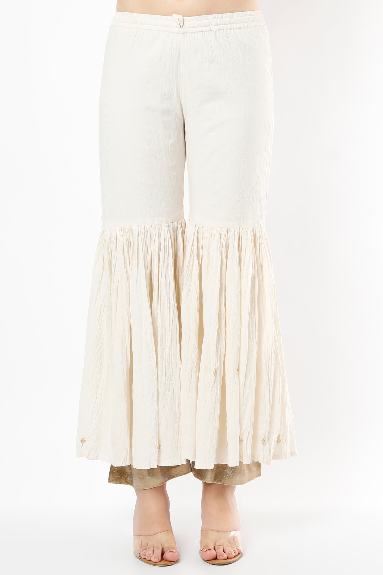 Bright Yellow Cotton Crushed Sharara 