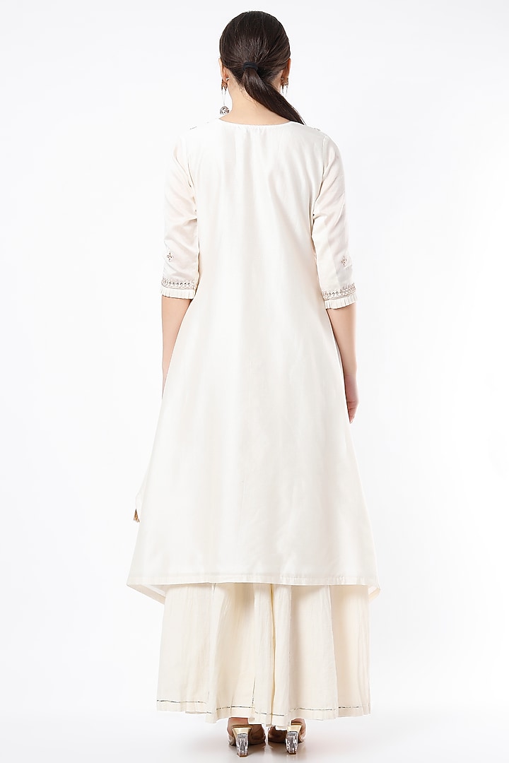Ivory Chanderi Wedding Sharara Set by Rosette at Pernia's Pop Up Shop