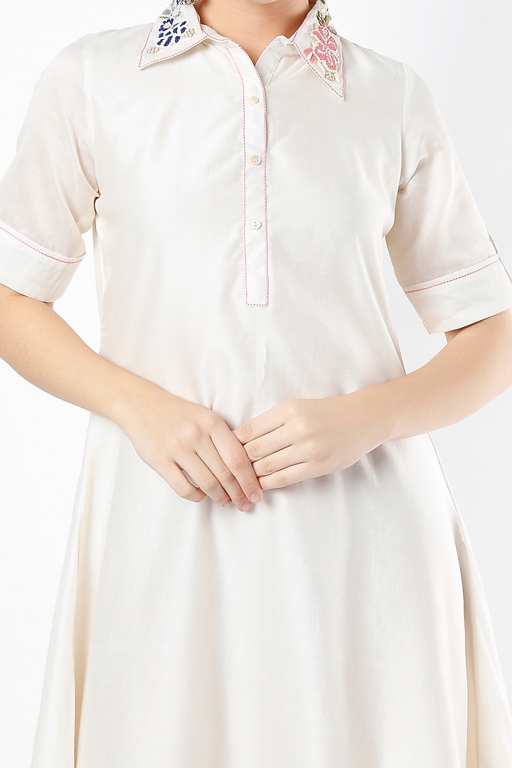 Ivory Embroidered Asymmetrical Summer Dress by Rosette at Pernia's Pop Up Shop
