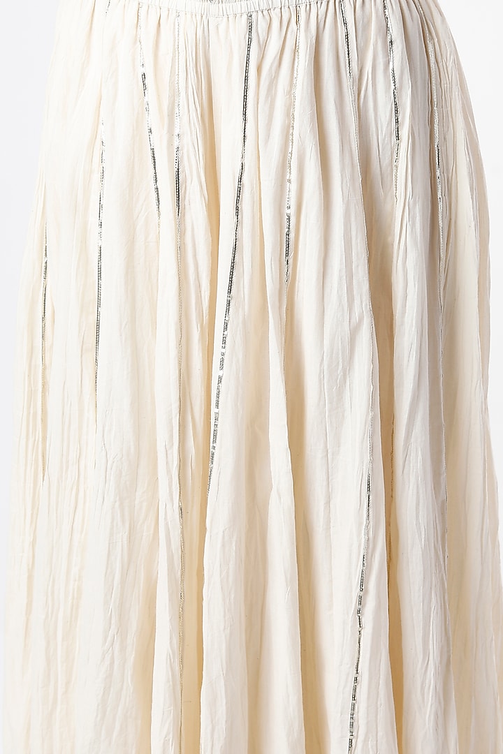 Beige Embroidered Crushed Sharara Pants by Rosette at Pernia's Pop Up Shop