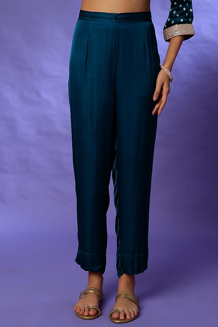 Cobalt Blue Bandhej Printed Kurta Set by Rosette at Pernia's Pop Up Shop