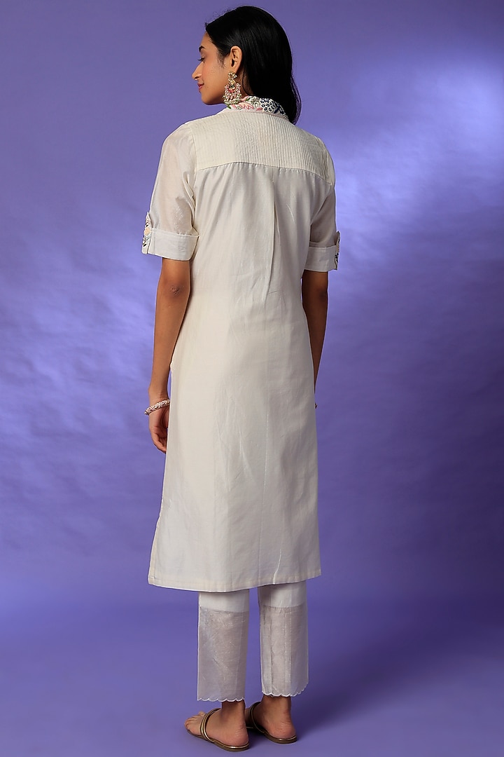 Ivory Chanderi Kurta Set by Rosette at Pernia's Pop Up Shop