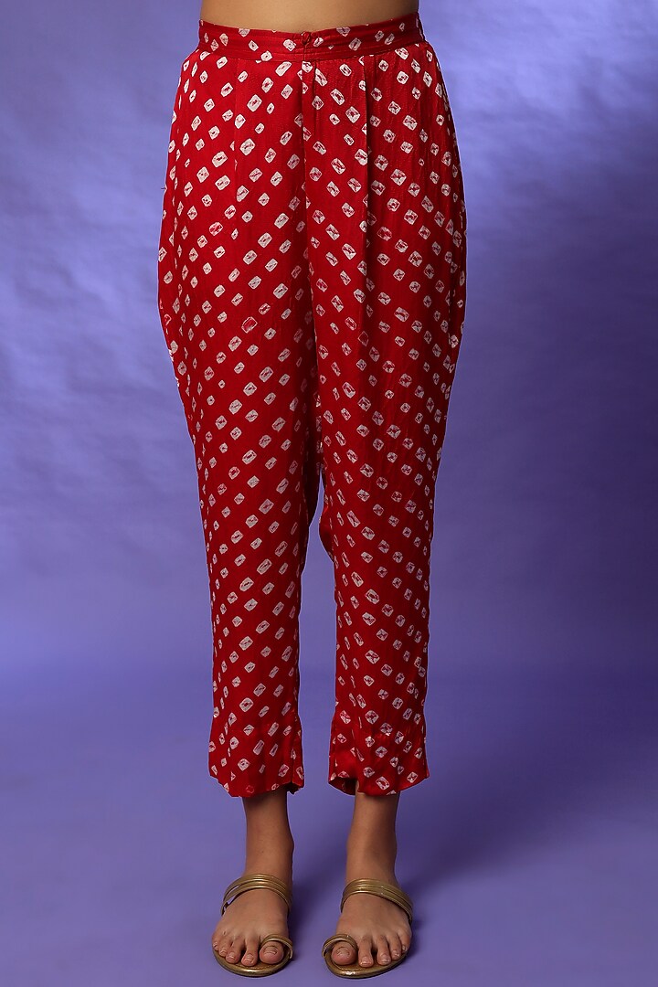 Red Satin Kurta Set by Rosette at Pernia's Pop Up Shop