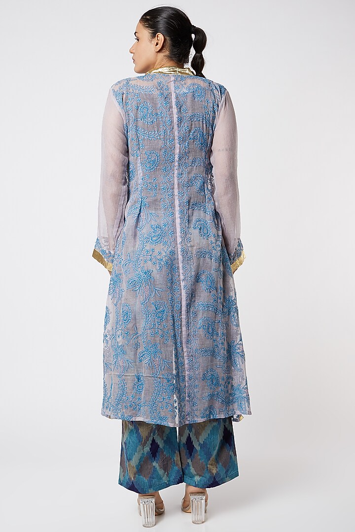 Cobalt Blue Embroidered Kurta by Rose Tree at Pernia's Pop Up Shop