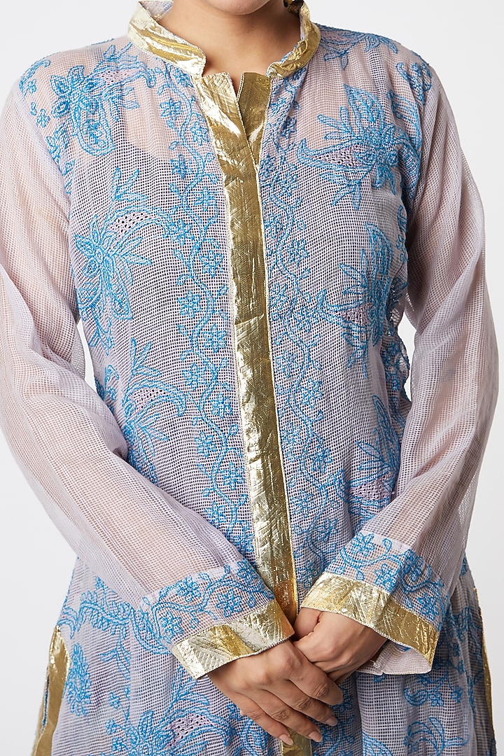 Cobalt Blue Embroidered Kurta by Rose Tree at Pernia's Pop Up Shop