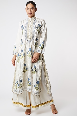 White Embroidered Kurta by Rose Tree