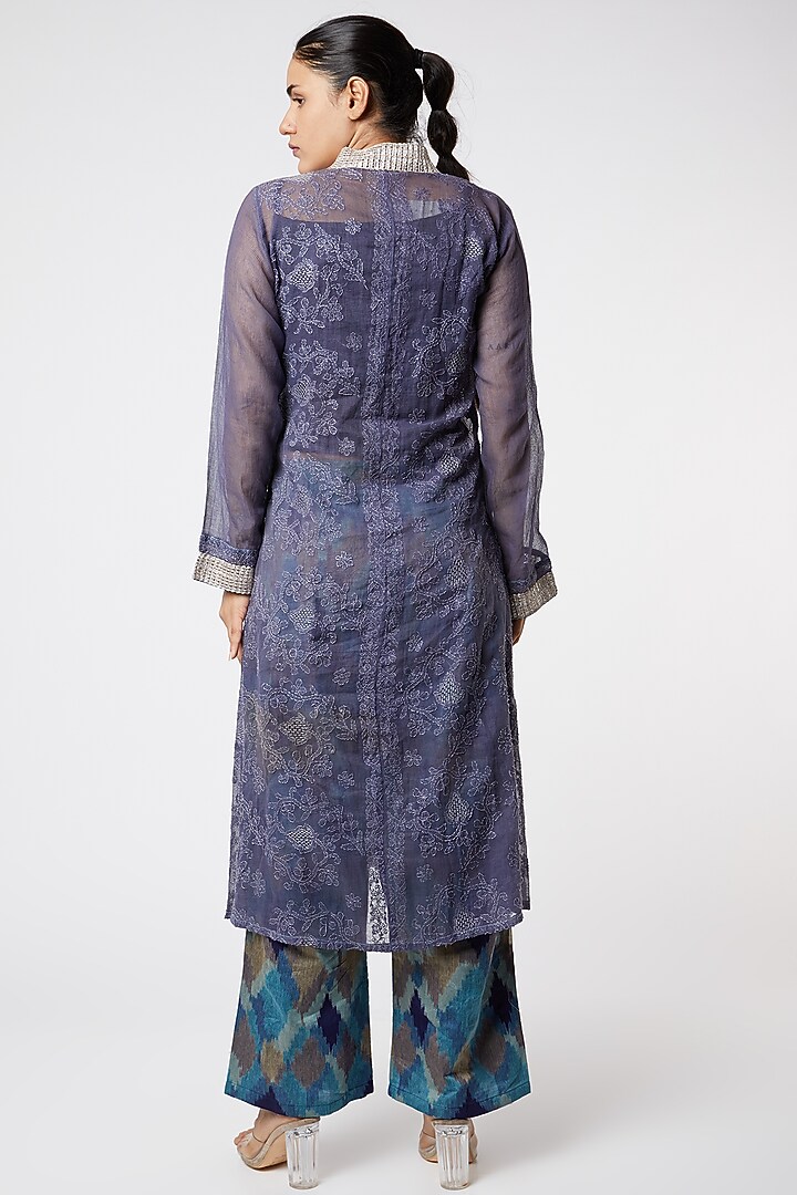 Purple Embroidered Jacket Kurta by Rose Tree at Pernia's Pop Up Shop
