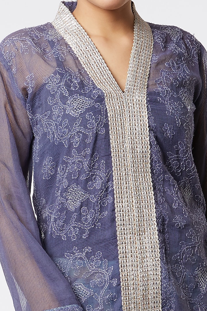 Purple Embroidered Jacket Kurta by Rose Tree at Pernia's Pop Up Shop