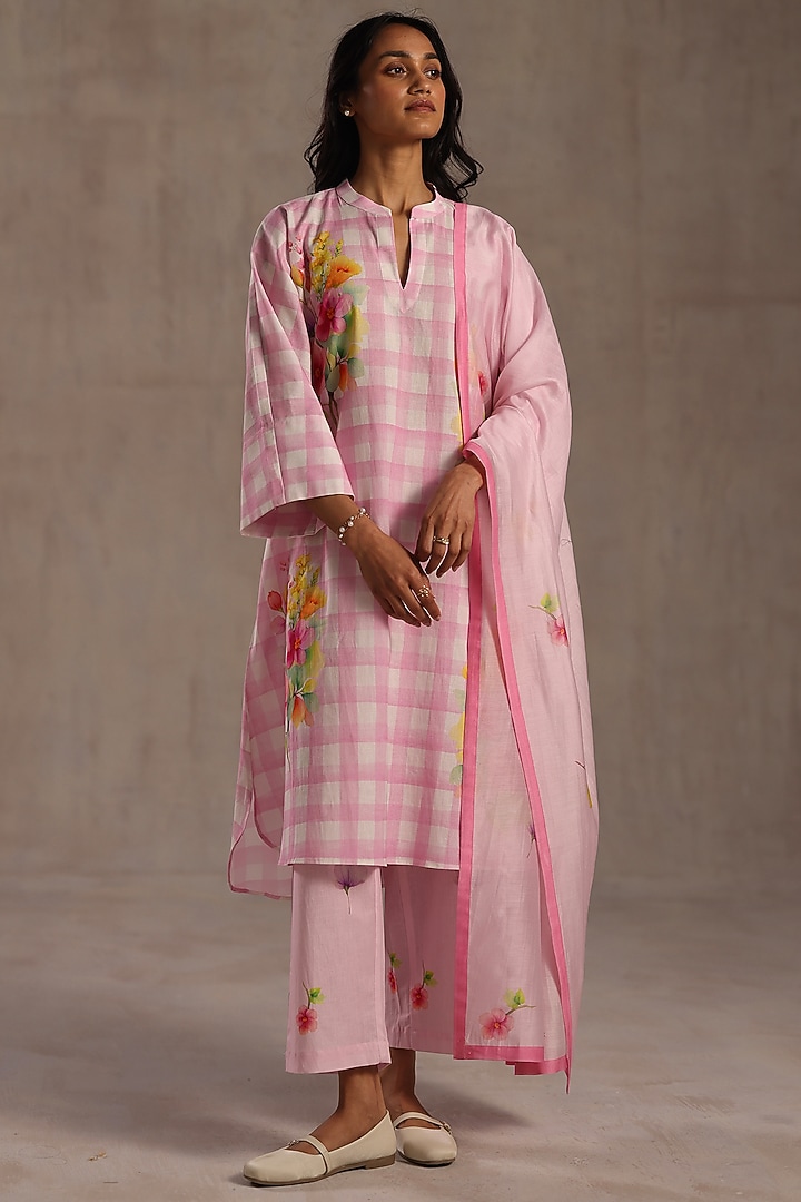 Blush Pink Floral Stole by Roza Pret at Pernia's Pop Up Shop