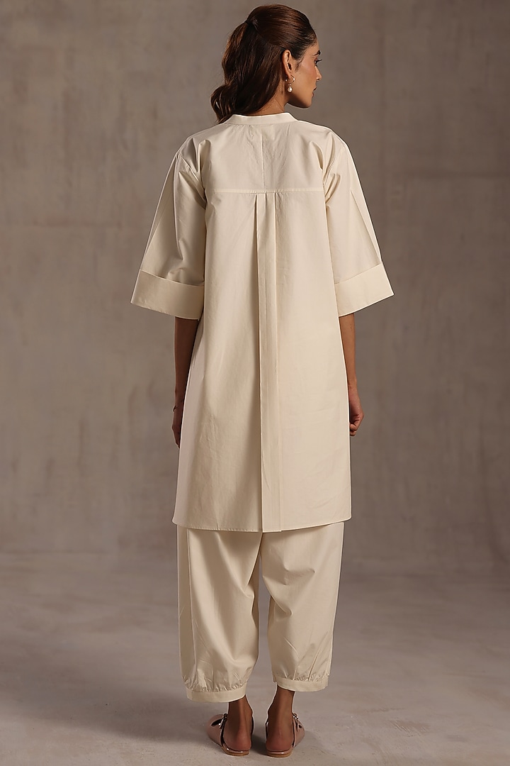 Ivory Linen Printed Tunic Set by Roza Pret at Pernia's Pop Up Shop