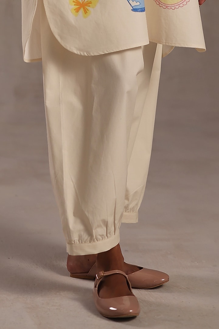 Ivory Linen Printed Tunic Set by Roza Pret at Pernia's Pop Up Shop