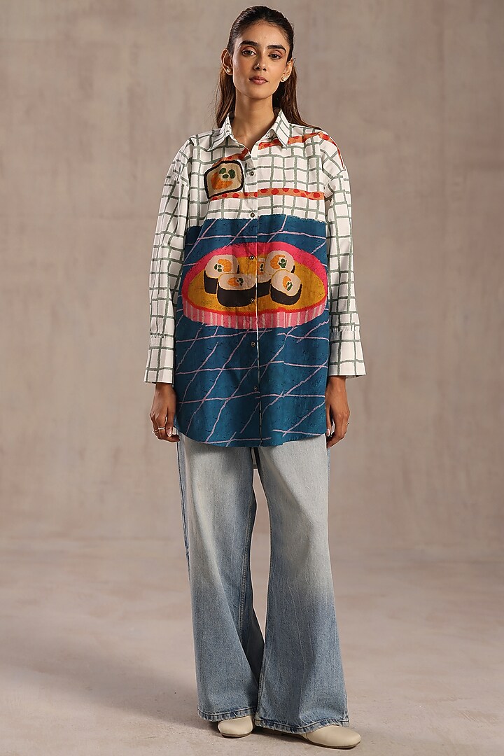 Multi-Colored Poplin Printed Shirt by Roza Pret at Pernia's Pop Up Shop