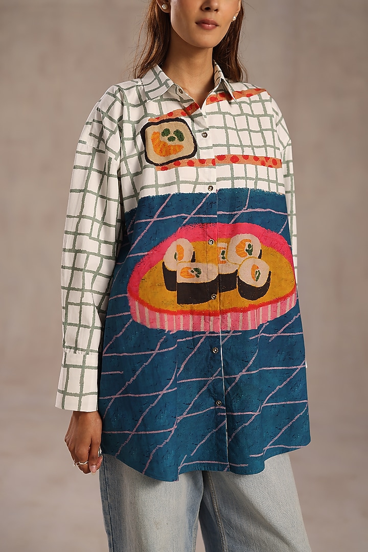 Multi-Colored Poplin Printed Shirt by Roza Pret at Pernia's Pop Up Shop
