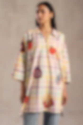 Multi-Colored Poplin Checkered Printed Tunic by Roza Pret at Pernia's Pop Up Shop