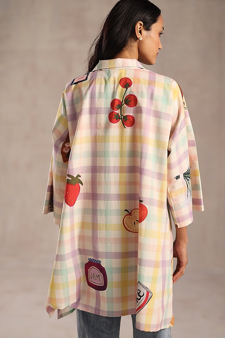 Multi-Colored Poplin Checkered Printed Tunic by Roza Pret at Pernia's Pop Up Shop