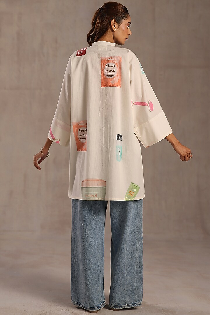 Ivory Poplin Printed Tunic by Roza Pret at Pernia's Pop Up Shop