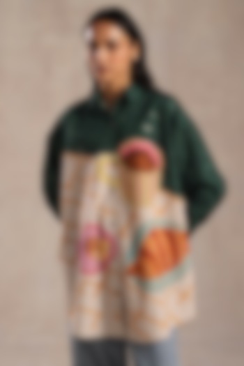 Multi-Colored Poplin Printed Paneled Shirt by Roza Pret at Pernia's Pop Up Shop