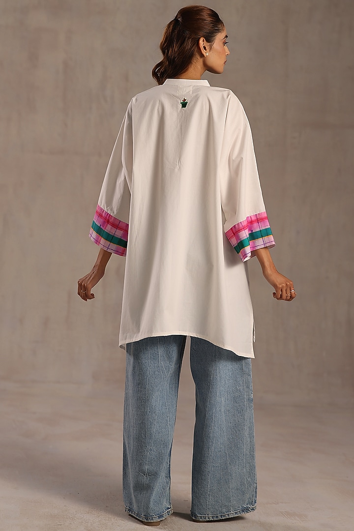 Ivory Poplin Printed Tunic by Roza Pret at Pernia's Pop Up Shop